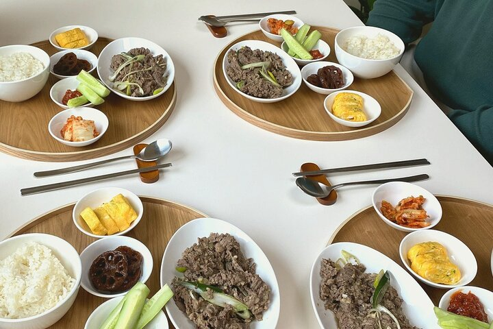 Homemade bulgogi and side dishes